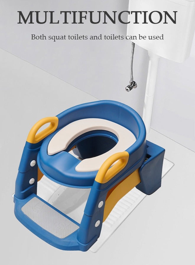 Kids Potty Training Toilet Seat with Step Stool Ladder,Toddlers-Comfortable Safe Potty Seat with Anti-Slip Pads Folding Ladder for Boys and Girls