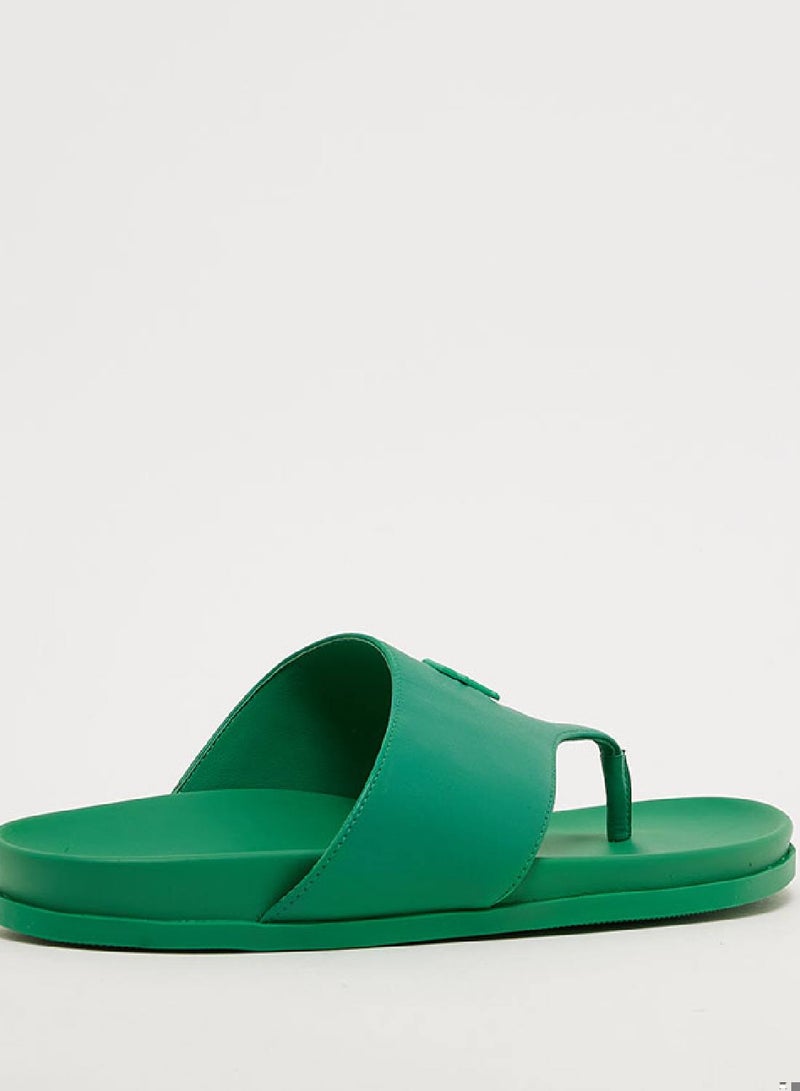 Women's Leather Comfort Sandals -  Leather upper, Green