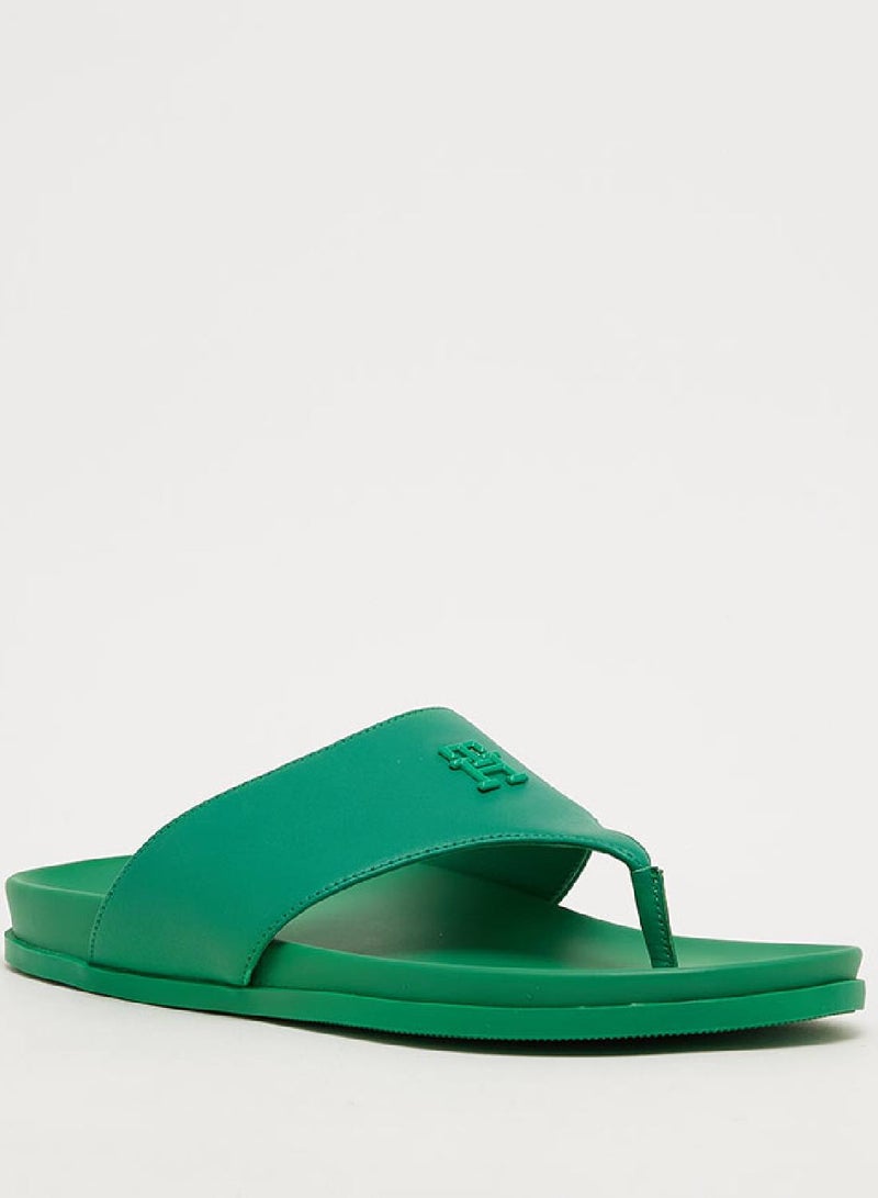 Women's Leather Comfort Sandals -  Leather upper, Green