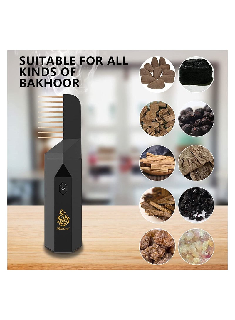 Electric Comb Bakhoor Incense Burner Arabic Aroma Diffuser Mini USB Rechargeable for Home Office & Car