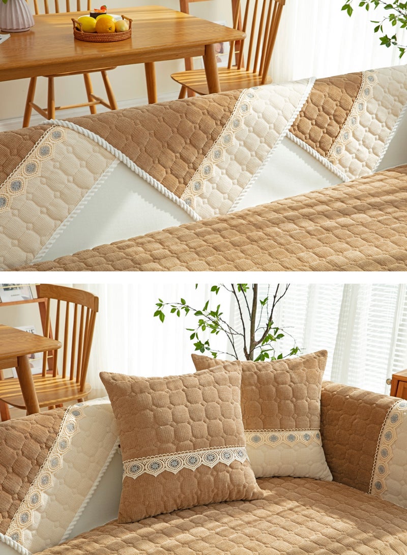 Sofa Slipcover Sofa Cover 4 Seater Four Seasons Corduroy Sofa Seat Cushion Thick Sofa Protector Anti-slip 110*240CM