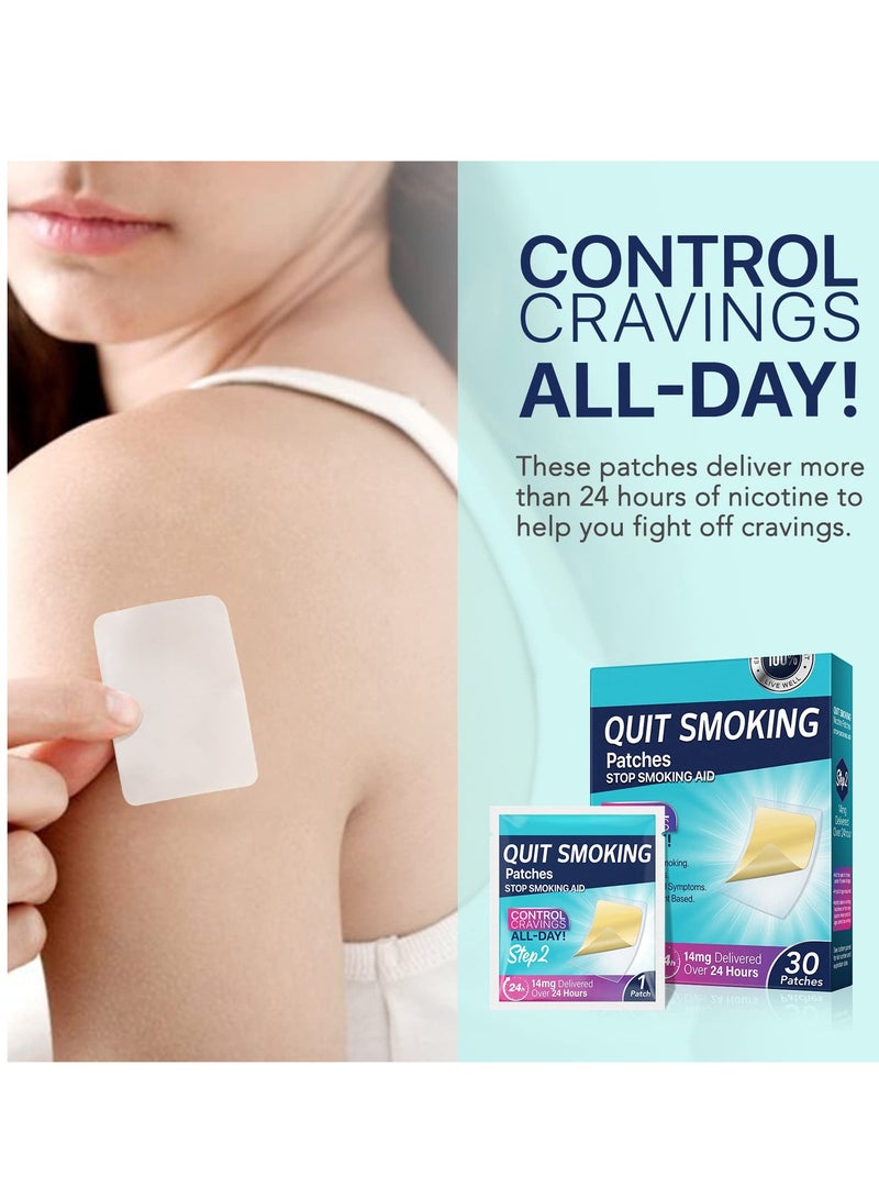 Stop Smoking Aid Patches,Step 2 Helping Quit Patch,30 Patches Quit Smoking Patches,Transdermal System Patch to Help Quit Smoking 2 Week Behavioral Support Program (14mg)
