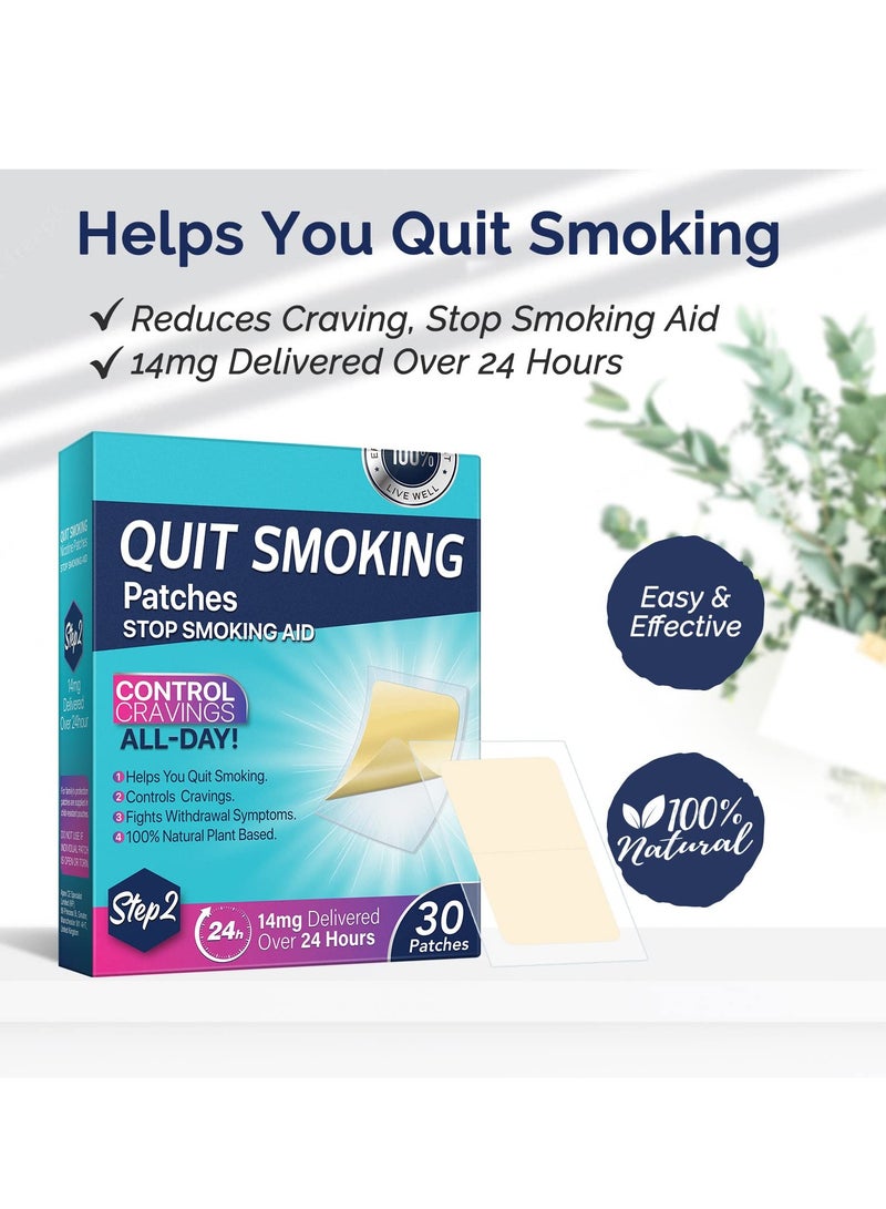 Stop Smoking Aid Patches,Step 2 Helping Quit Patch,30 Patches Quit Smoking Patches,Transdermal System Patch to Help Quit Smoking 2 Week Behavioral Support Program (14mg)