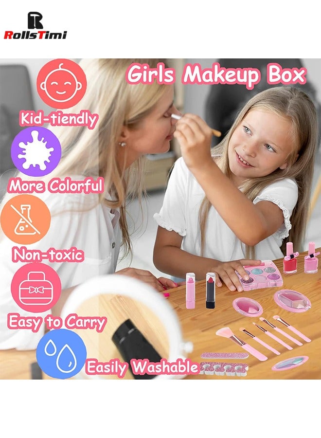 Kids Makeup Toy Kit for Girls,Washable Makeup Set Toy with Cosmetic Case for Little Girl,Non Toxic,Washable Make Up Toy