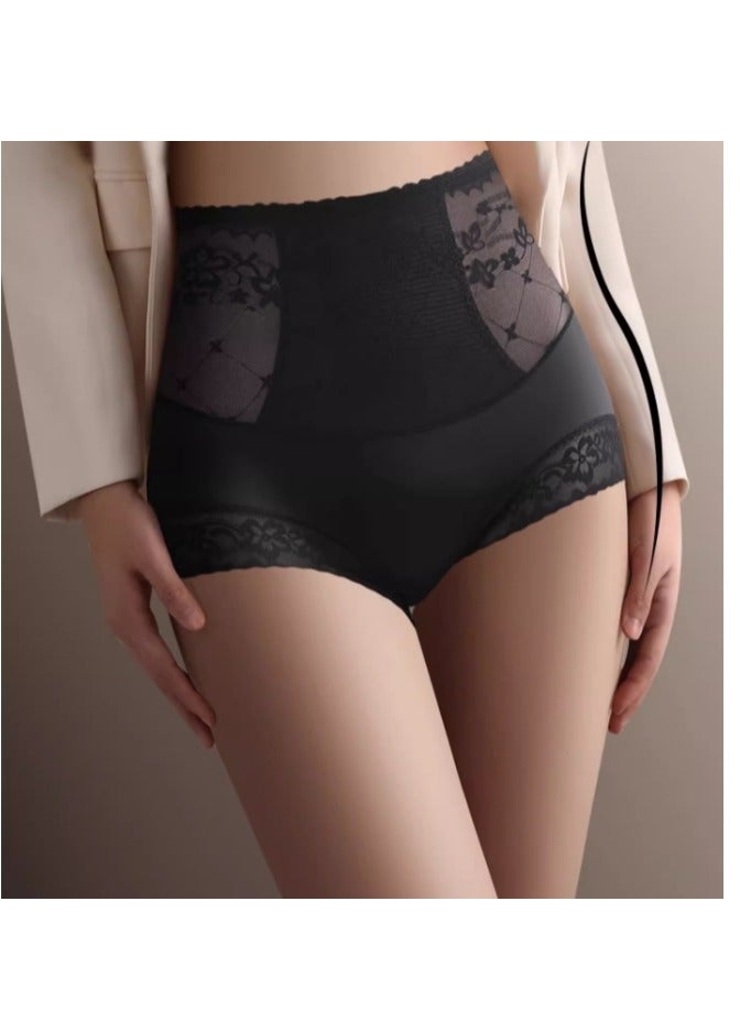 (Three piece set) Women's Postpartum Hip Lifting and Shaping Underwear with Lace Triangle Underwear at Mid High Waist and No Trace