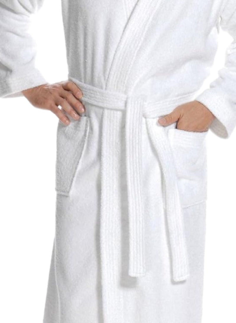 Terry Check Design Bathrobe Free Size with Double Front Pockets