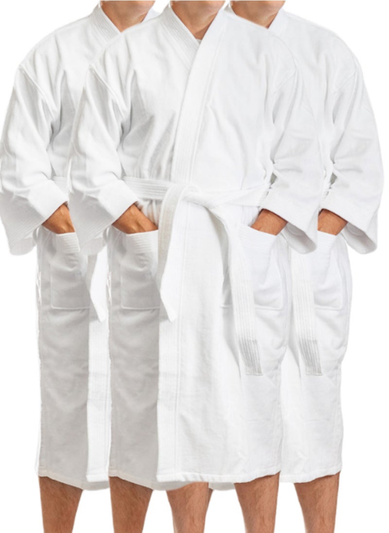 3 Pieces Terryd  Bathrobe Free Size Colour
