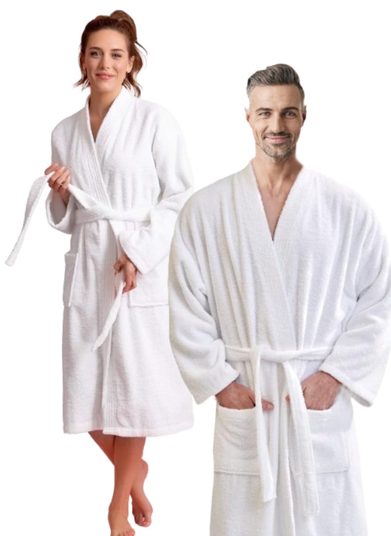 2 Pieces Terry Weave Bathrobe Free Sizes 100% Cotton