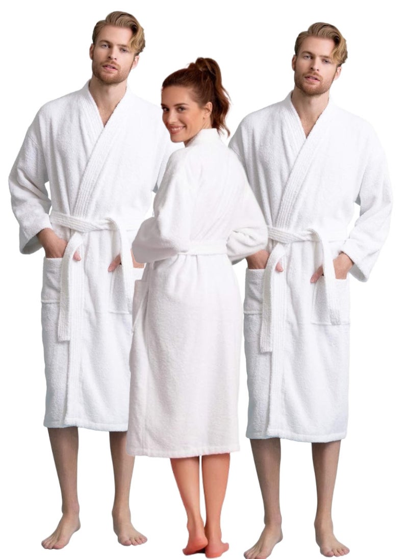 3 Pieces Terry Weave Lightweight Spa Bathrobe Free Size