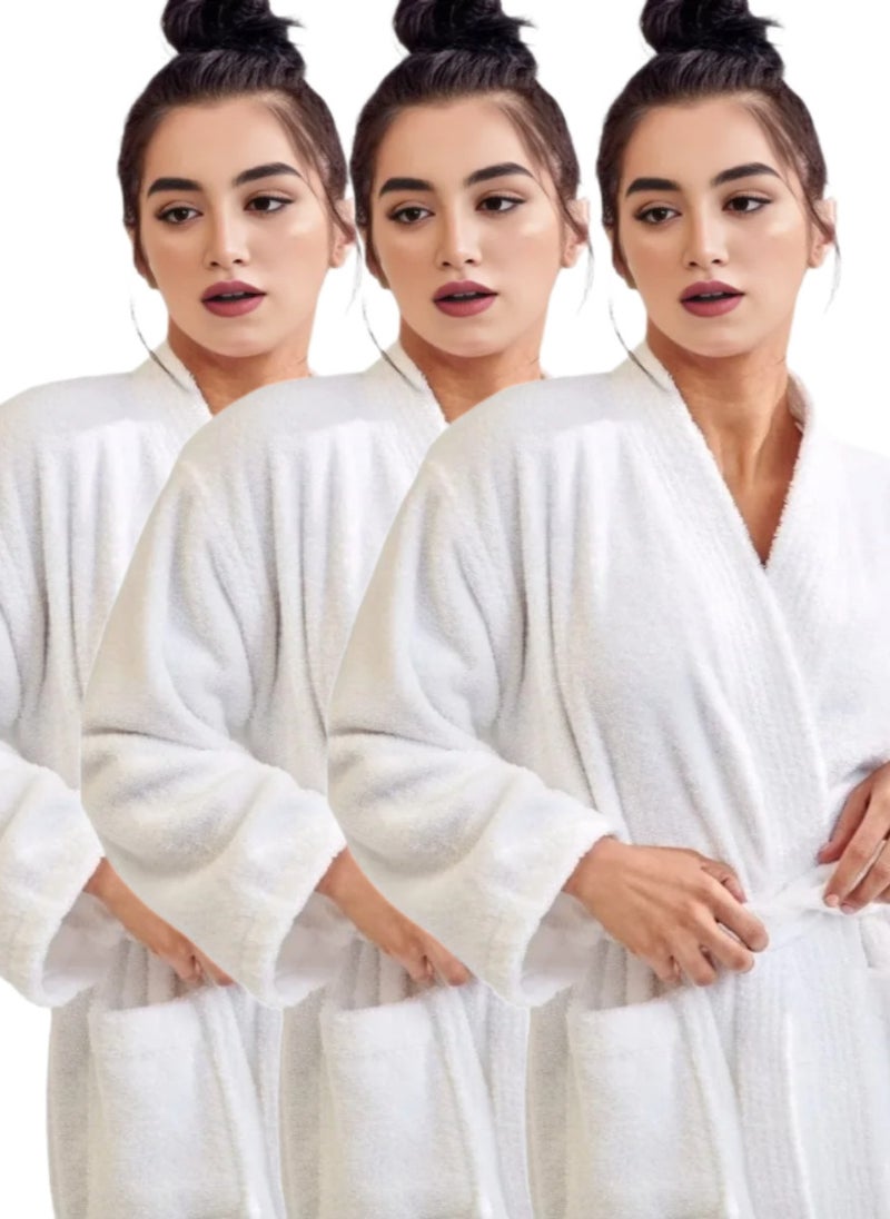 3 Pieces Ultra Absorbent Terryd Bathrobe Free Size