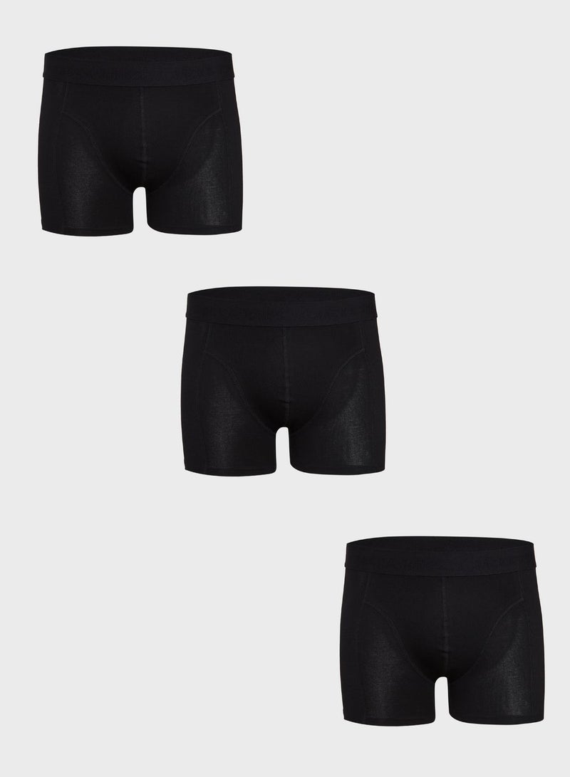 3 Pack Logo Band Trunks Black