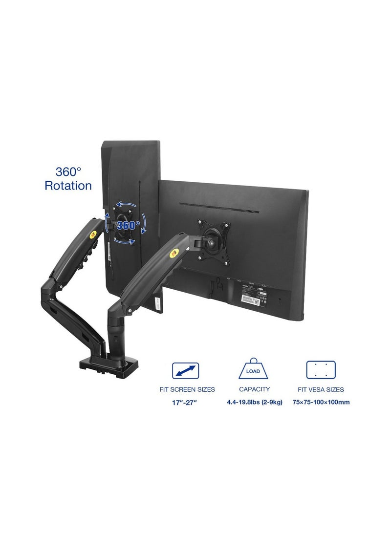 NB F160 Gas Strut Desk Dual Monitor Mount Arm Support for 17