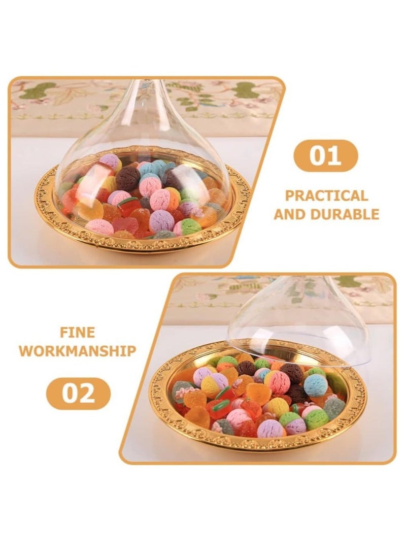 Eid Mubarak Cake Stand with Dome Lid, Golden, Round, Acrylic