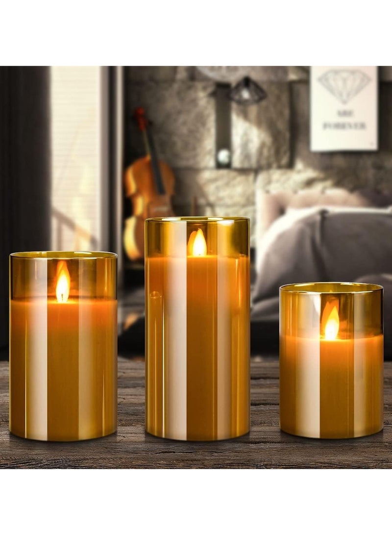 Flameless Candles with Remote Flickering Battery Operated Candles, LED Flickering Fake Candle for Room Decoration, Set of 3