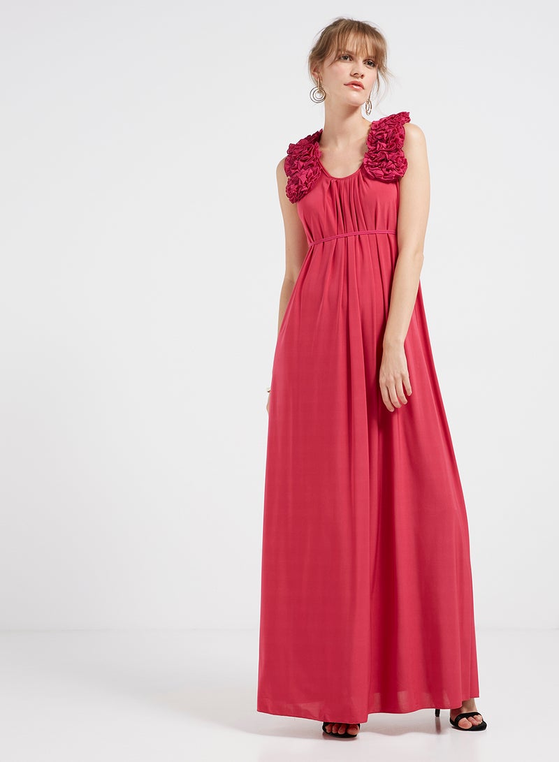 Frill Detailed Maxi Dress Pink