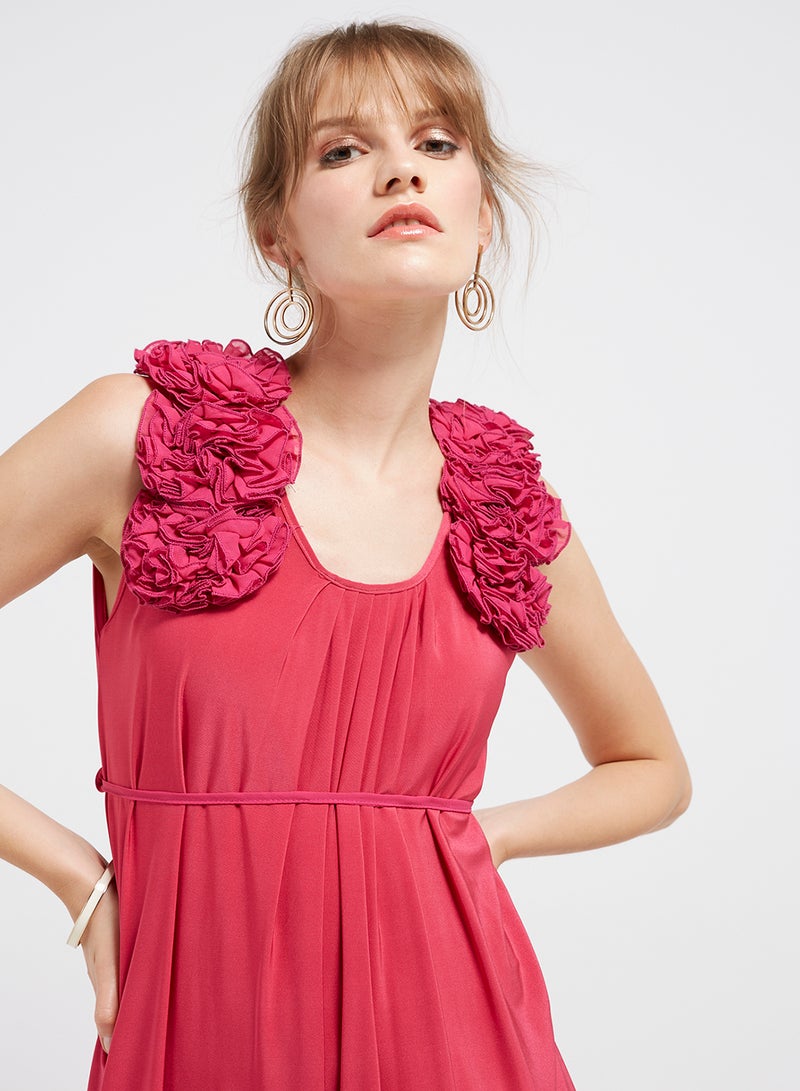 Frill Detailed Maxi Dress Pink