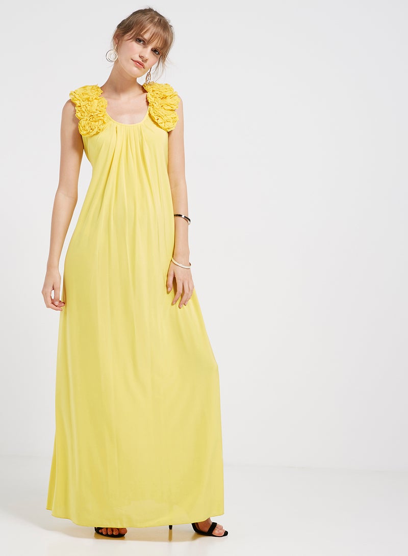 Frill Detailed Maxi Dress Yellow