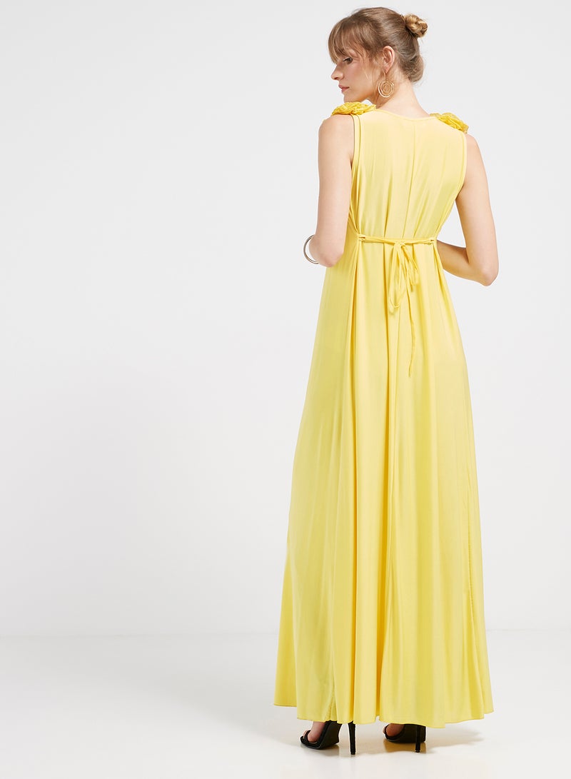 Frill Detailed Maxi Dress Yellow