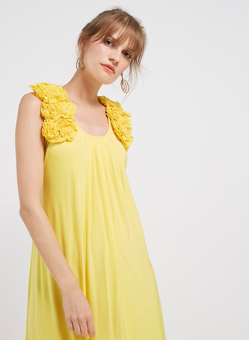 Frill Detailed Maxi Dress Yellow