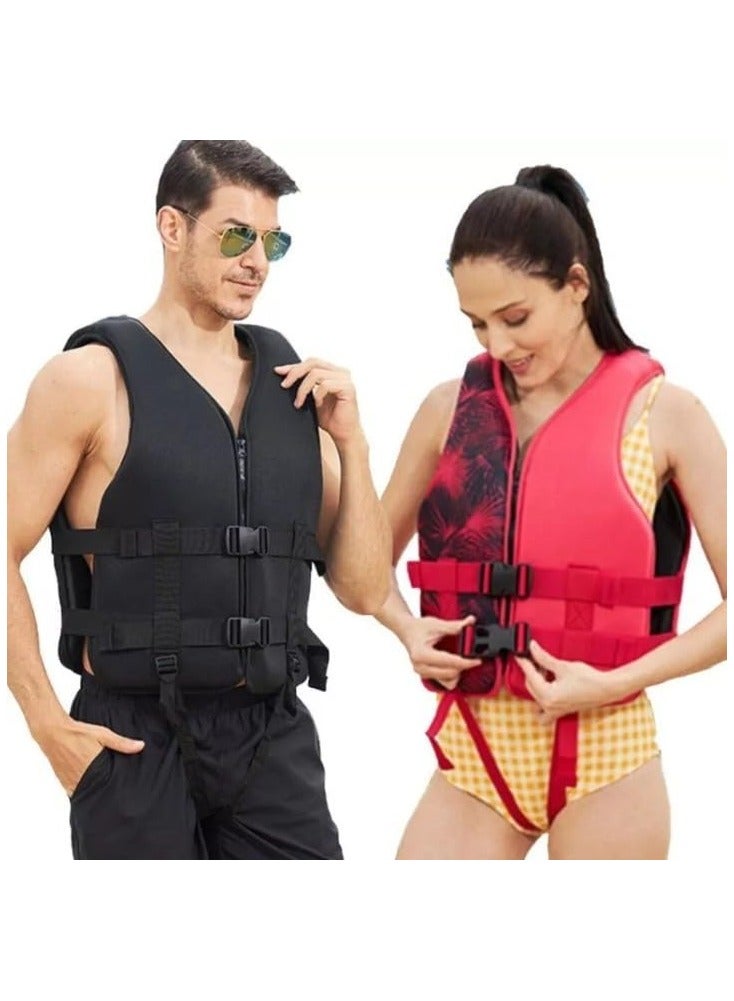 Foam Neoprene Super Soft Professional Swimming Life Jacket Swim Vest Size X-Large 75 to 100 KG - Red.