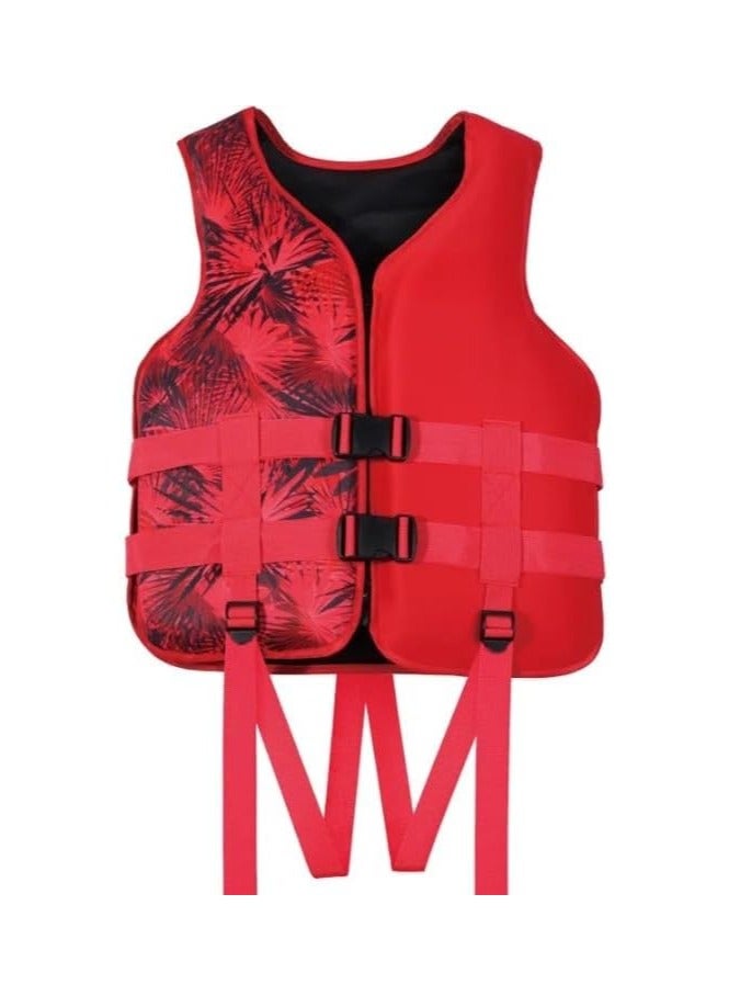 Foam Neoprene Super Soft Professional Swimming Life Jacket Swim Vest Size X-Large 75 to 100 KG - Red.