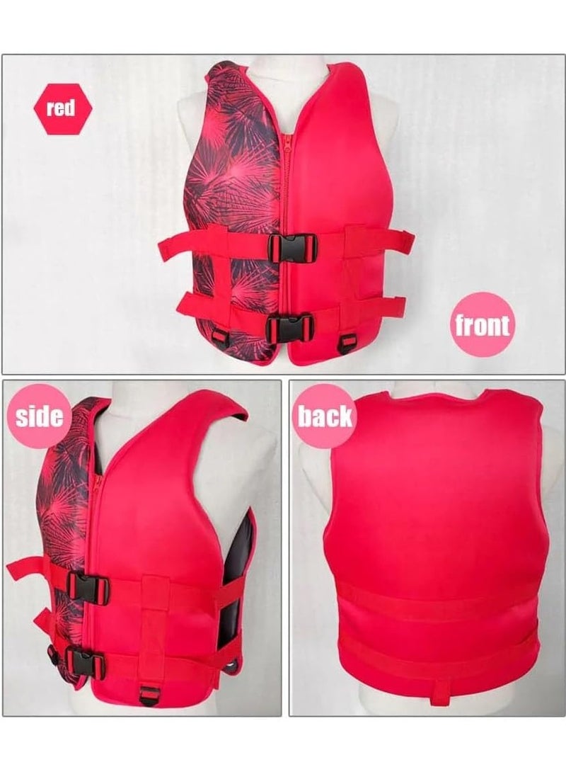 Foam Neoprene Super Soft Professional Swimming Life Jacket Swim Vest Size X-Large 75 to 100 KG - Red.