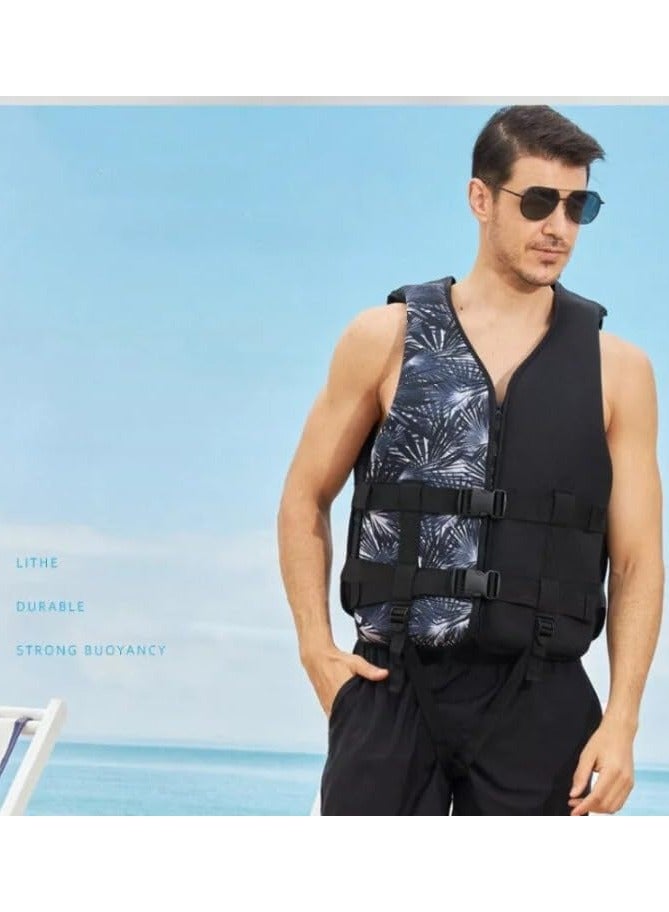 Life Jacket Safety Vests Water Suit Kayak Boating Swimming Surfing Drifting Gear Size XXL 90 to 120 Kg - Black