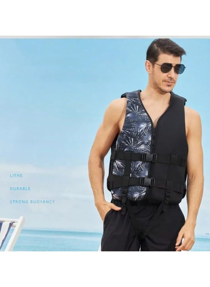 Foam Neoprene Super Soft Professional Swimming Life Jacket Swim Vest Size Large 60 to 75 KG - Black
