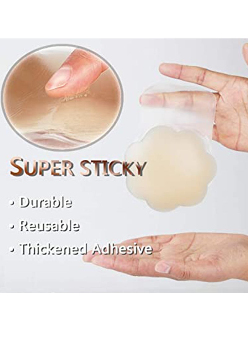 Cover for Reusable Adhesive Silicone Skin Color Invisible Self Adhesive Silicone Bre ast Pads Breathable AF Cup Nipple Noose For Women Plum Blossom Shape