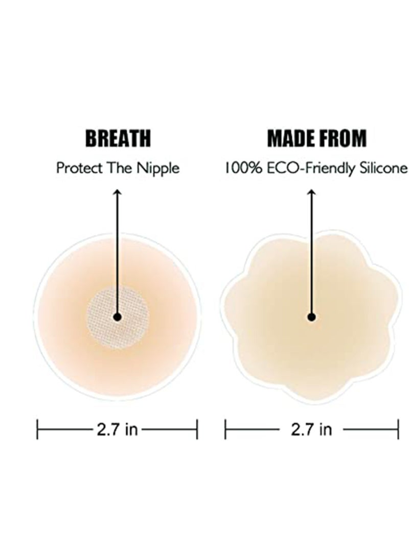 Cover for Reusable Adhesive Silicone Skin Color Invisible Self Adhesive Silicone Bre ast Pads Breathable AF Cup Nipple Noose For Women Plum Blossom Shape