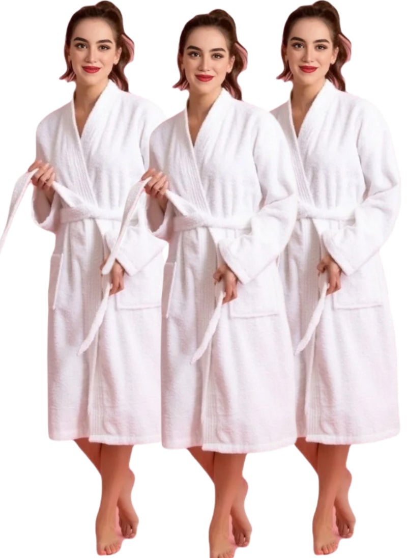 3 Pieces Lightweight And Cloud Soft Terry Bathrobe Free Sizes