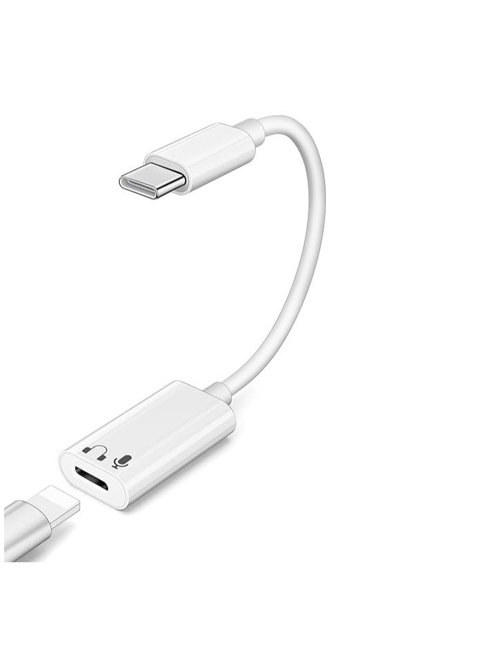 USB C to Lightning headphone audio adapter for iPhone 15 Plus/Pro Max,Type C Revolution female Lightning headphone Converter (supports voice) for iPad Air Mini MacBook, does not support charging data transfer