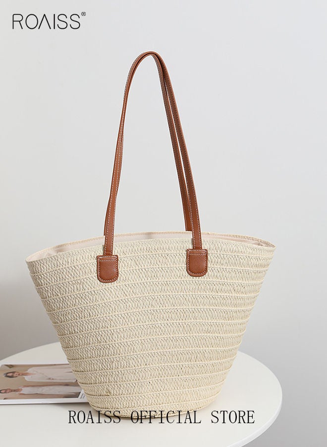 Women Straw Woven Shoulder Bag Summer Beach Travel Crossbody Handbag Classics Satchel Purse Woven Handbags Women Straw Tote Bag with Zip