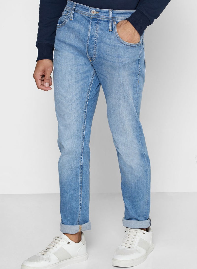 Light Wash Slim Fit Jeans Blue