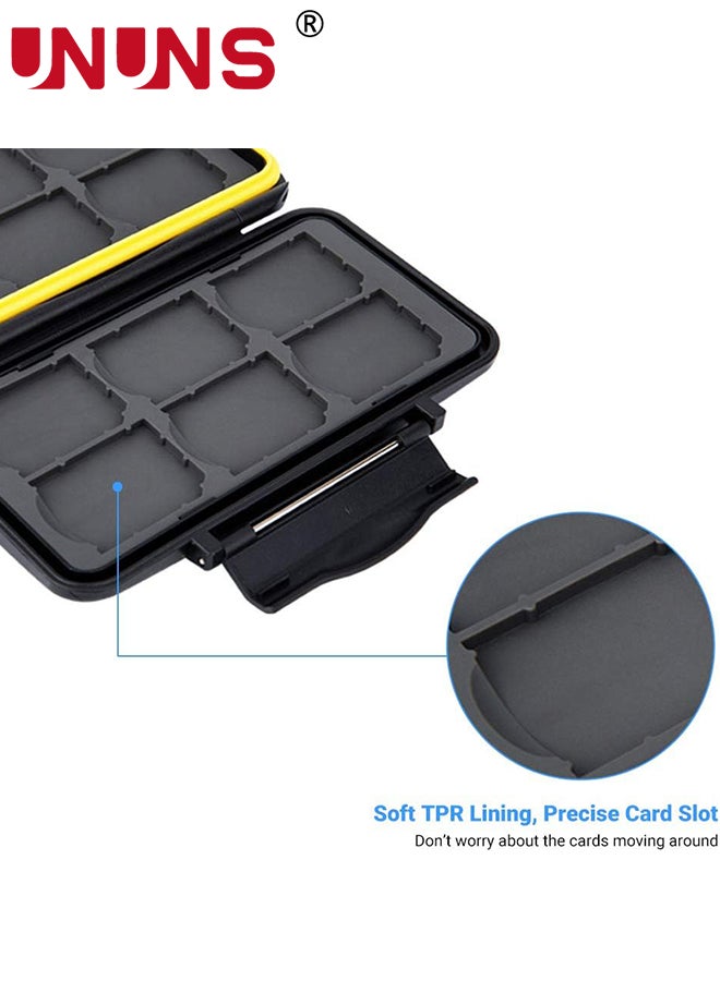 48 Slots Memory Card Case Holder,Water-Resistant Anti-Shock Carrying Case For 12 SD 12 TF,Card Organizer Storage Box With Carabiner