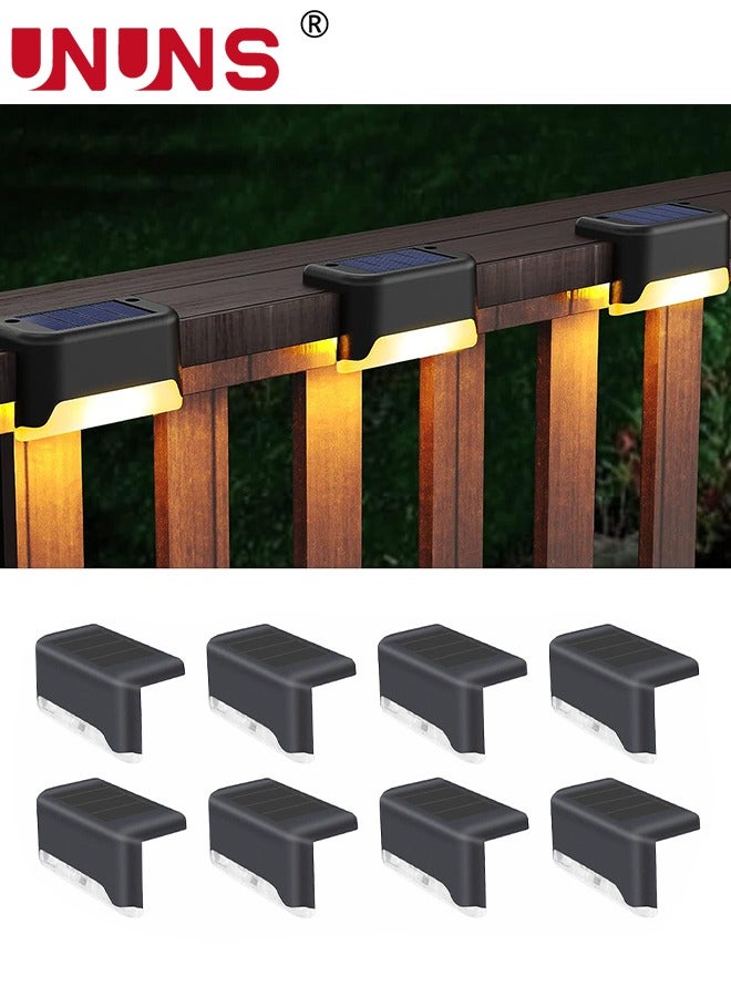 Solar Step Lamp,8 Pack Waterproof LED Solar Deck Light,Decor Solar Lights For Railing,Stairs,Fence,Post,Yard And Driveway,Black