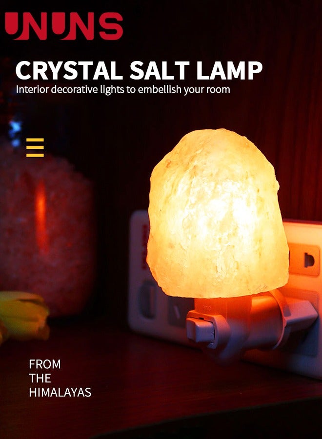 Himalayan Salt Lamp,2 Pack Natural Himalayan Crystal Salt Light,Plug-in Warm Orange Nursery Wall Night Light,Decoration Salt Rock Lamp