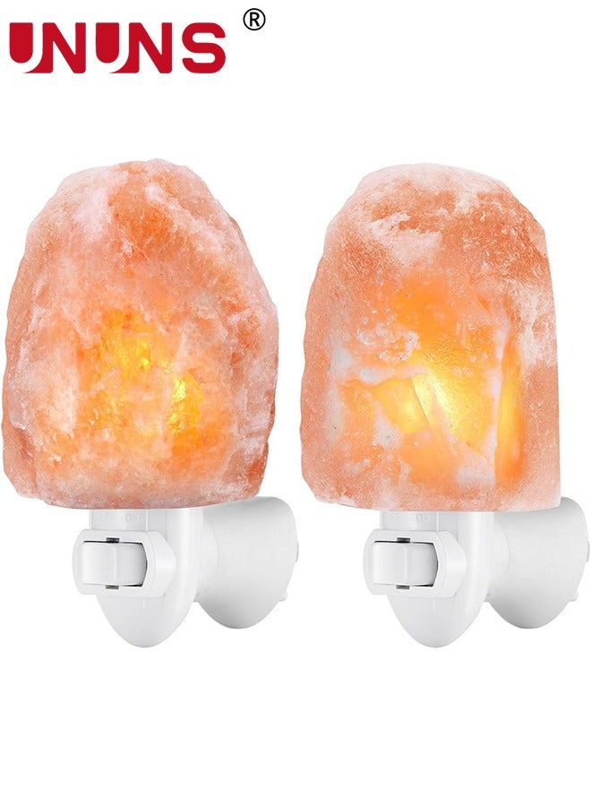 Himalayan Salt Lamp,2 Pack Natural Himalayan Crystal Salt Light,Plug-in Warm Orange Nursery Wall Night Light,Decoration Salt Rock Lamp