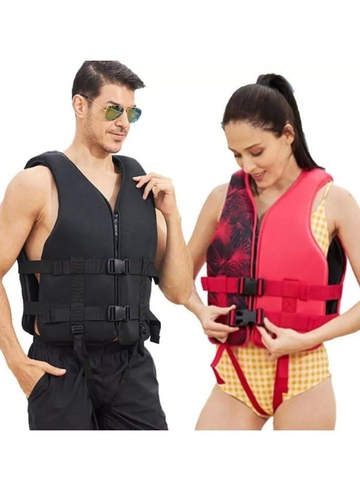 Foam Neoprene Super Soft Professional Swimming Life Jacket Swim Vest Size X-Large 75 to 100 KG - Black