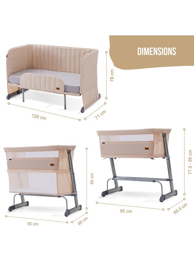 All In One, 0-4 Years Bedside Crib Cot And Sofa Expansion Pack - Ivory