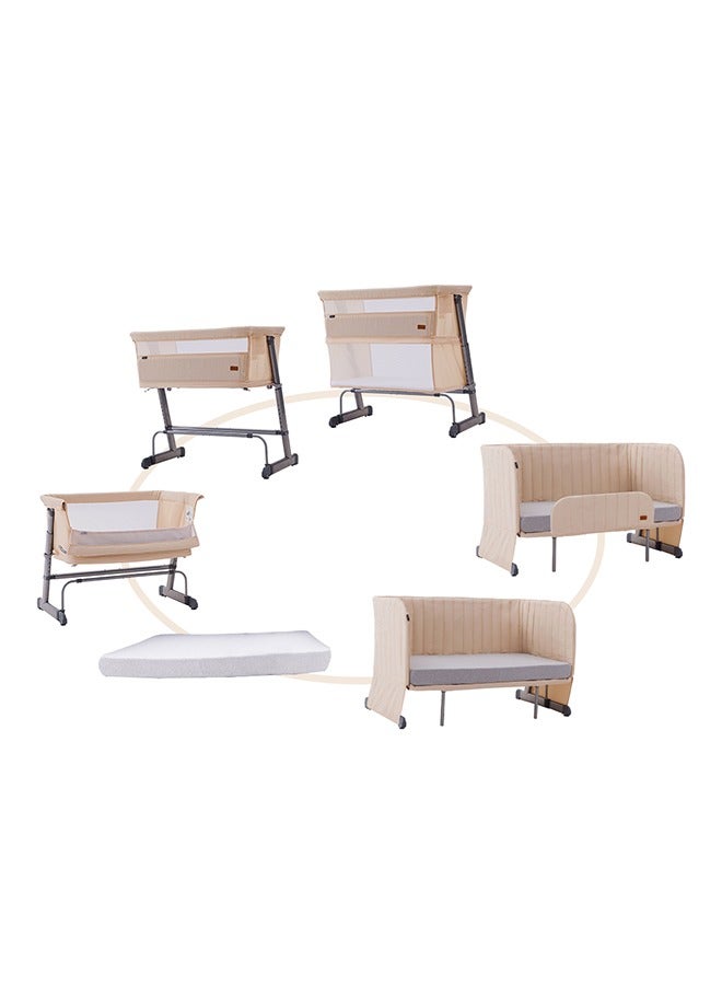 All In One, 0-4 Years Bedside Crib Cot And Sofa Expansion Pack - Ivory