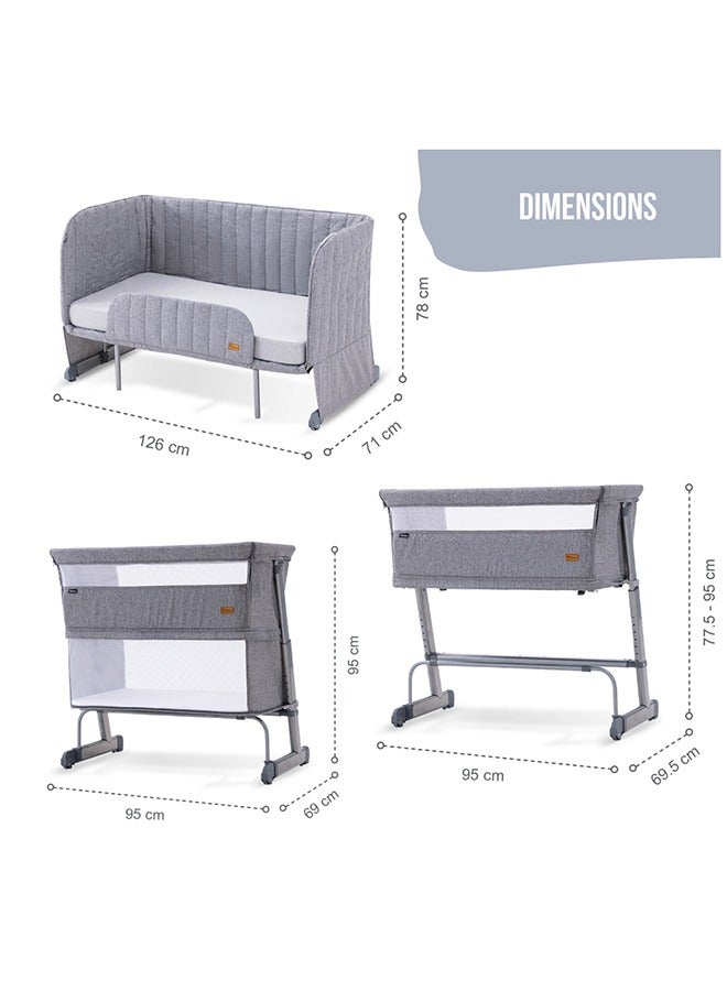 All In One, 0-4 Years Bedside Crib Cot And Sofa Expansion Pack - Grey