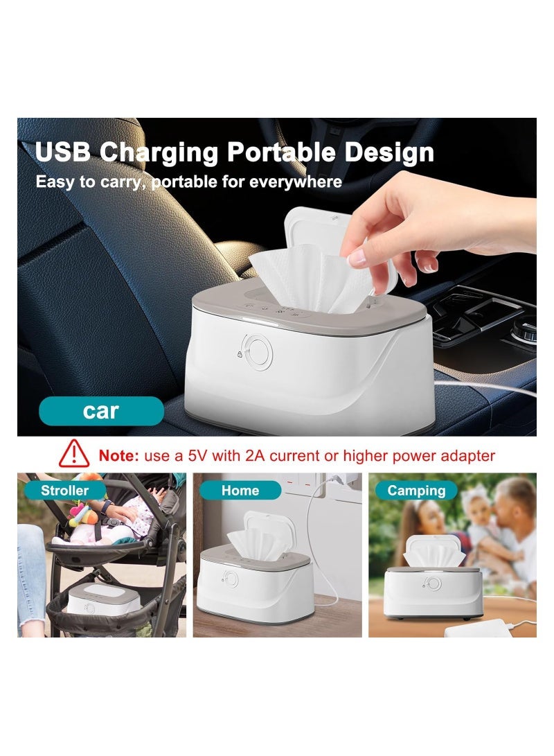 Wipe Warmer With Light, Wet Dispenser Warmer With Pop-Up Holder, Usb Charging, Portable Large Capacity Diaper Warmer, Adult Nursery, Newborn Essential Must Haves, Three Temperature