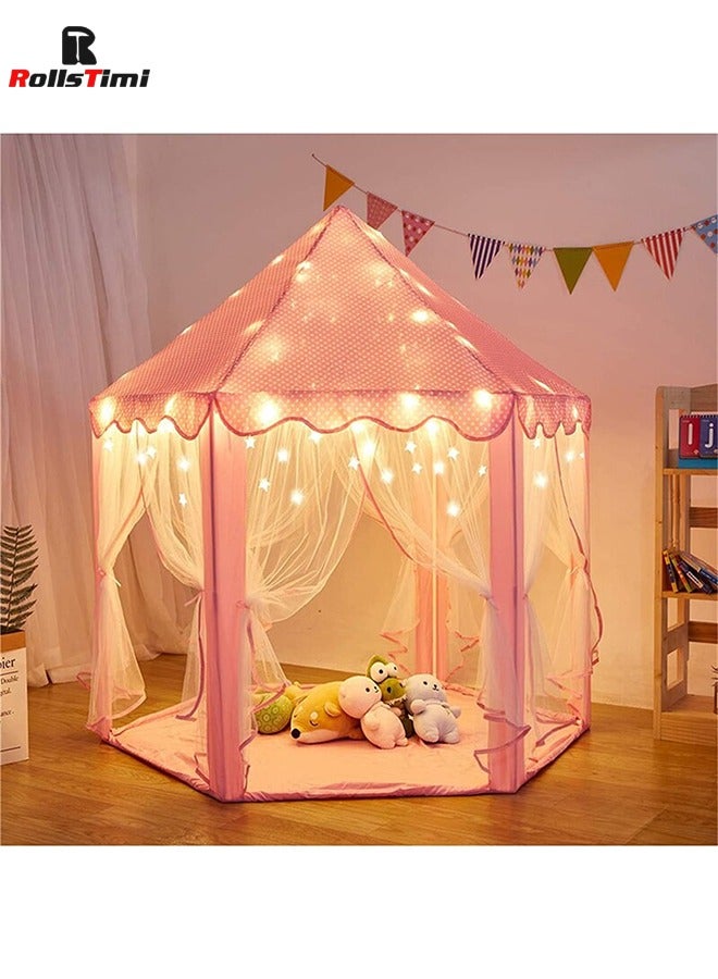 Princess Castle Playhouse Tent for Girls with LED Star Lights