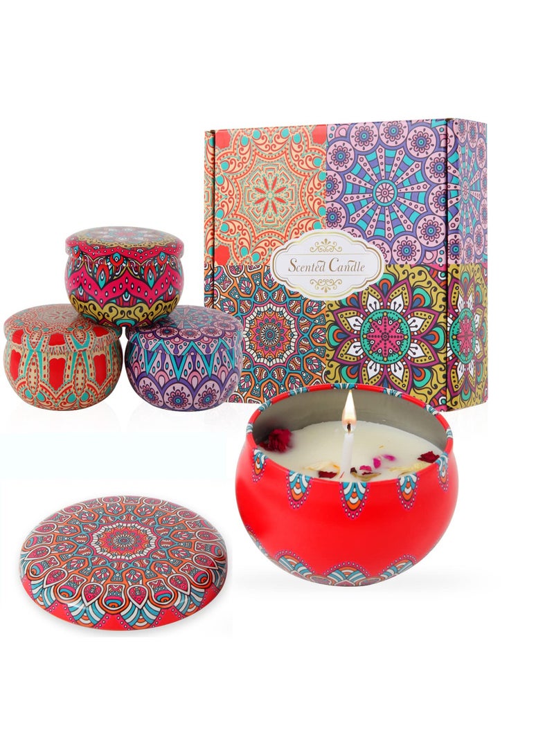 Candles Gift for Women, Rose Cocoa Lavender Lemon 4 Scents Soy Wax, Scented Candles for Household, Friendship Gift Sets, New Home Gifts, Sister Presents, Various Festivals Gift Sets