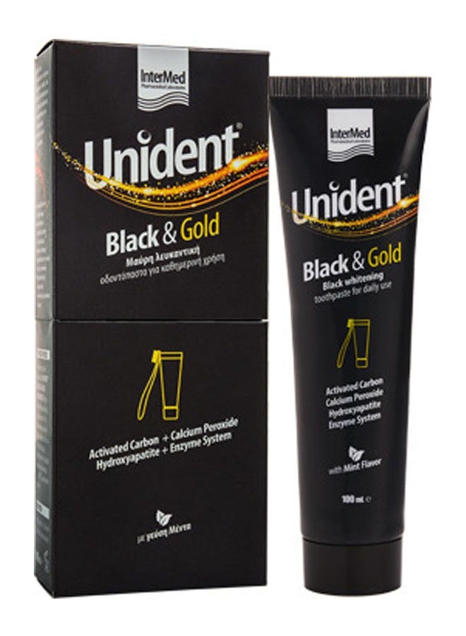 Unident Black & Gold Whitening Toothpaste - Daily Whitening and Enamel Strengthening 100 ML