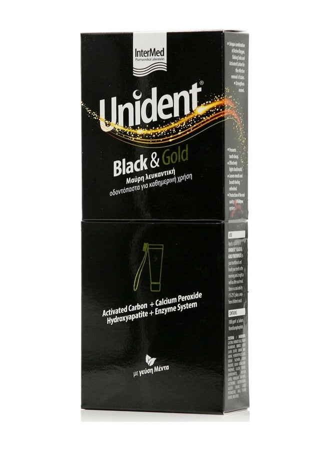 Unident Black & Gold Whitening Toothpaste - Daily Whitening and Enamel Strengthening 100 ML