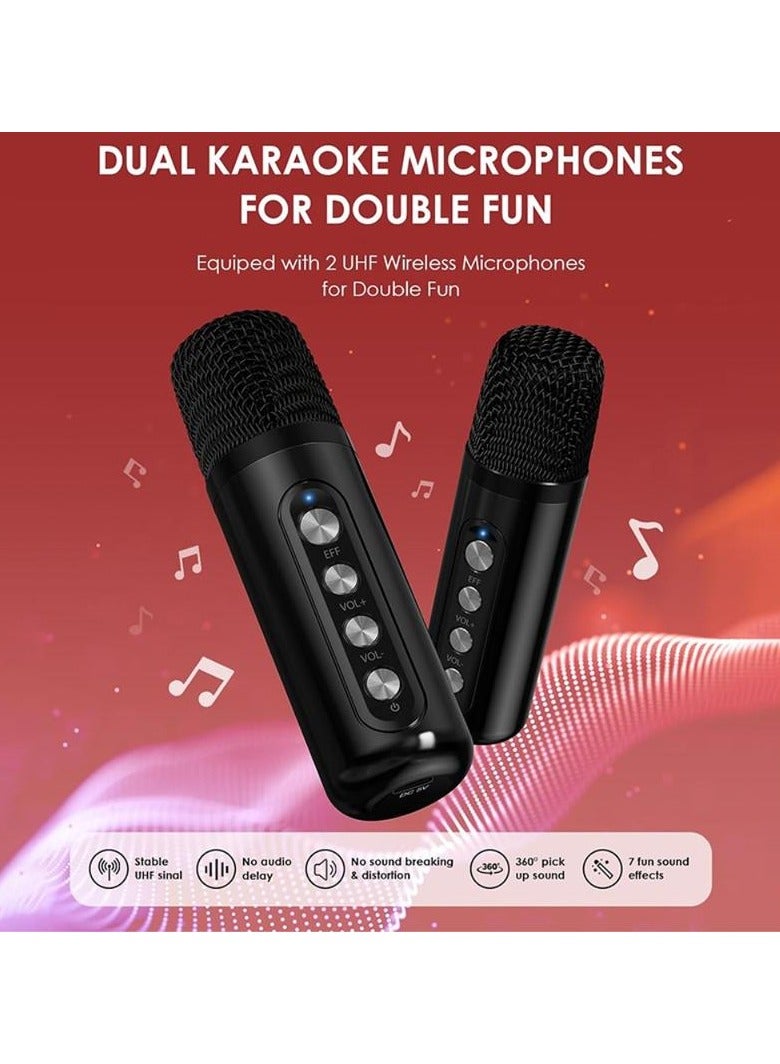 YS-307 portable Bluetooth Karaoke With Dual Wireless Microphone Bluetooth Audio Speaker With Two Mic