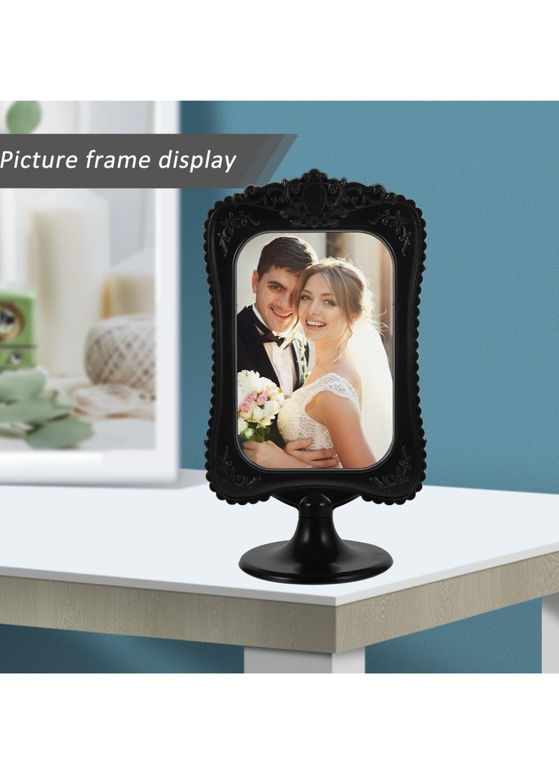 Standing Desktop Photo Frame, Photo Display Frame, Room Decor Double Two Sided Photo Frame, for Tabletop Display, Decorative Floral Design Home Décor, Photo Gallery, Art, More (Black)