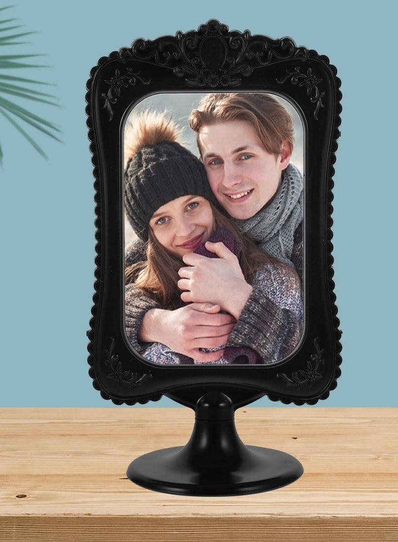 Standing Desktop Photo Frame, Photo Display Frame, Room Decor Double Two Sided Photo Frame, for Tabletop Display, Decorative Floral Design Home Décor, Photo Gallery, Art, More (Black)